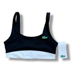 Lacoste x Bandier Sports Bra Women’s M‎ Black Sporty Crocodile Activewear
